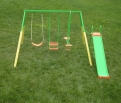 Action Swing Set 3 Unit with Slide and Foam